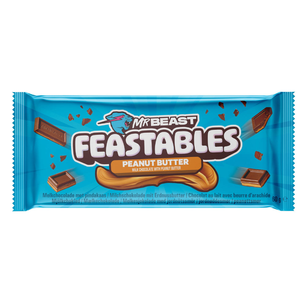 Feastables MrBeast Milk Chocolate with Peanut Butter 60g (Box of 10)