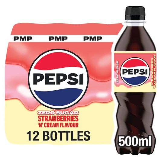 Pepsi Strawberries 'N' Cream Flavour PMP Bottles 12 x 500ml