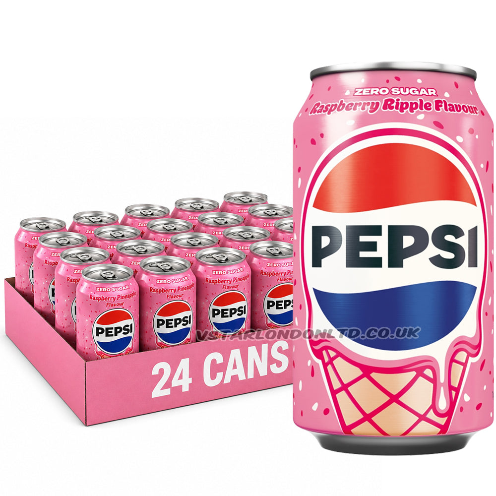 Pepsi Raspberry Ripple 330ml Cans (12 & 24 Cans)