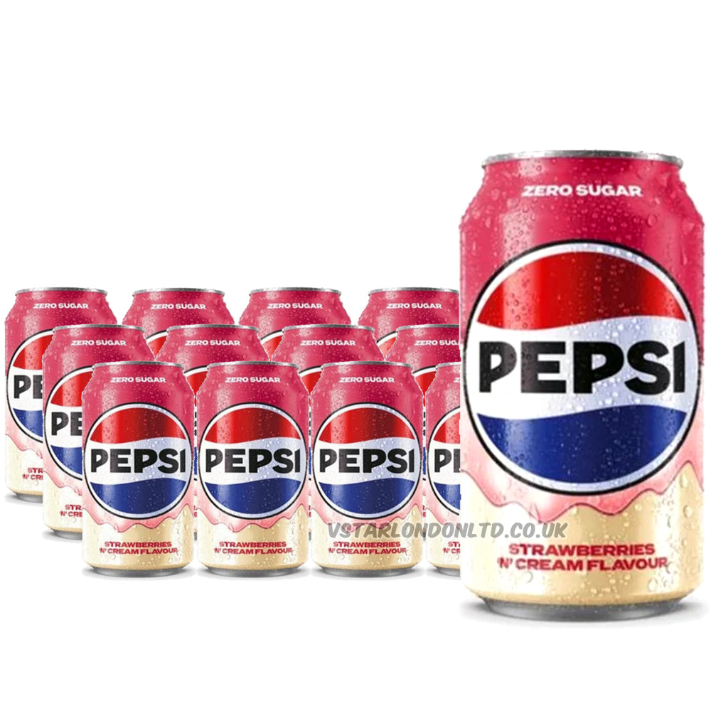 Pepsi Strawberries 'N' Cream Zero Sugar 330ml (12 or 24 Cans)