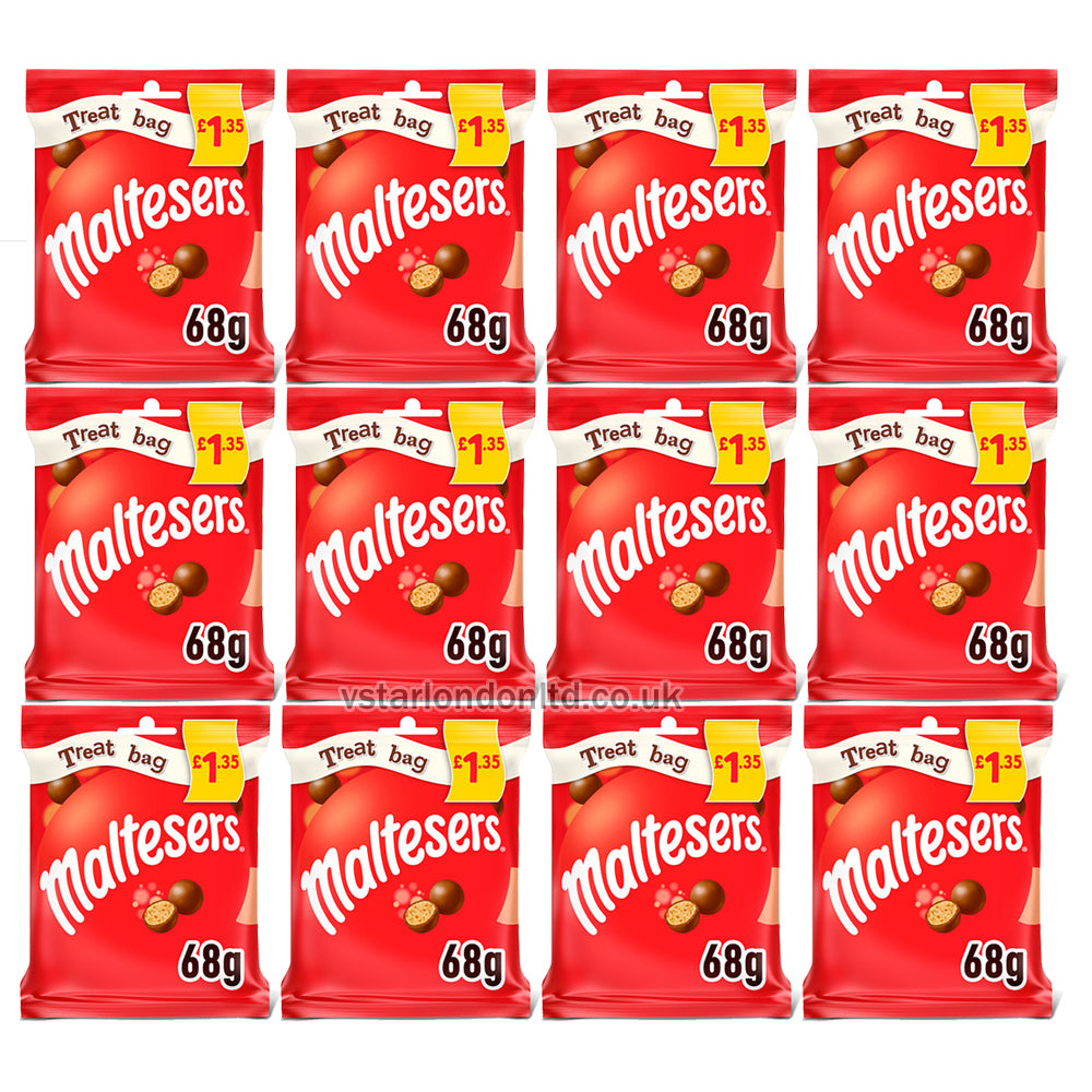 Maltesers Milk Chocolate & Honeycomb Bites Treat Bag 68g(Pack of 12 and 24) PMP