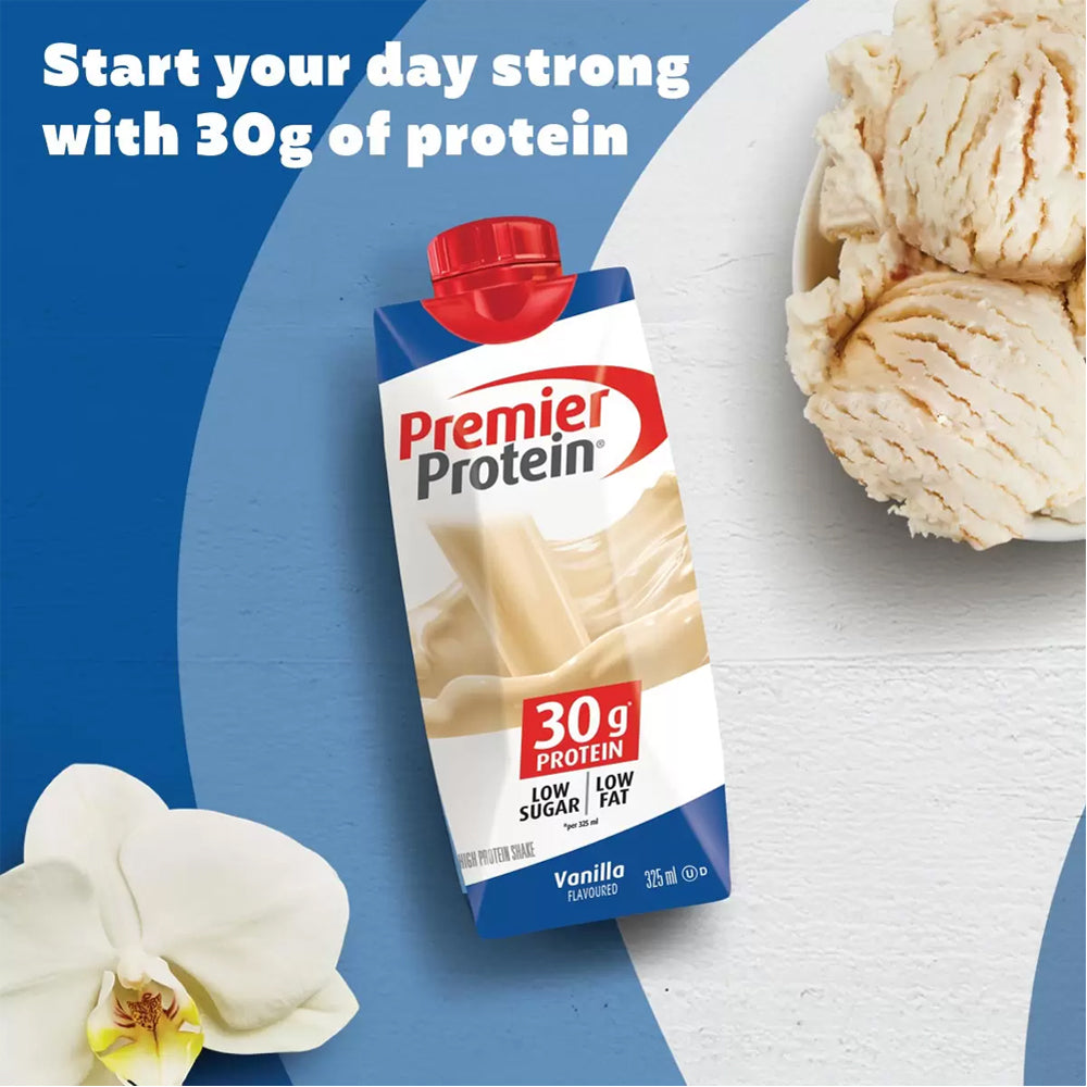 Premier Protein Vanilla Shakes 12 x 325ml – 30g High Protein, Low Sugar