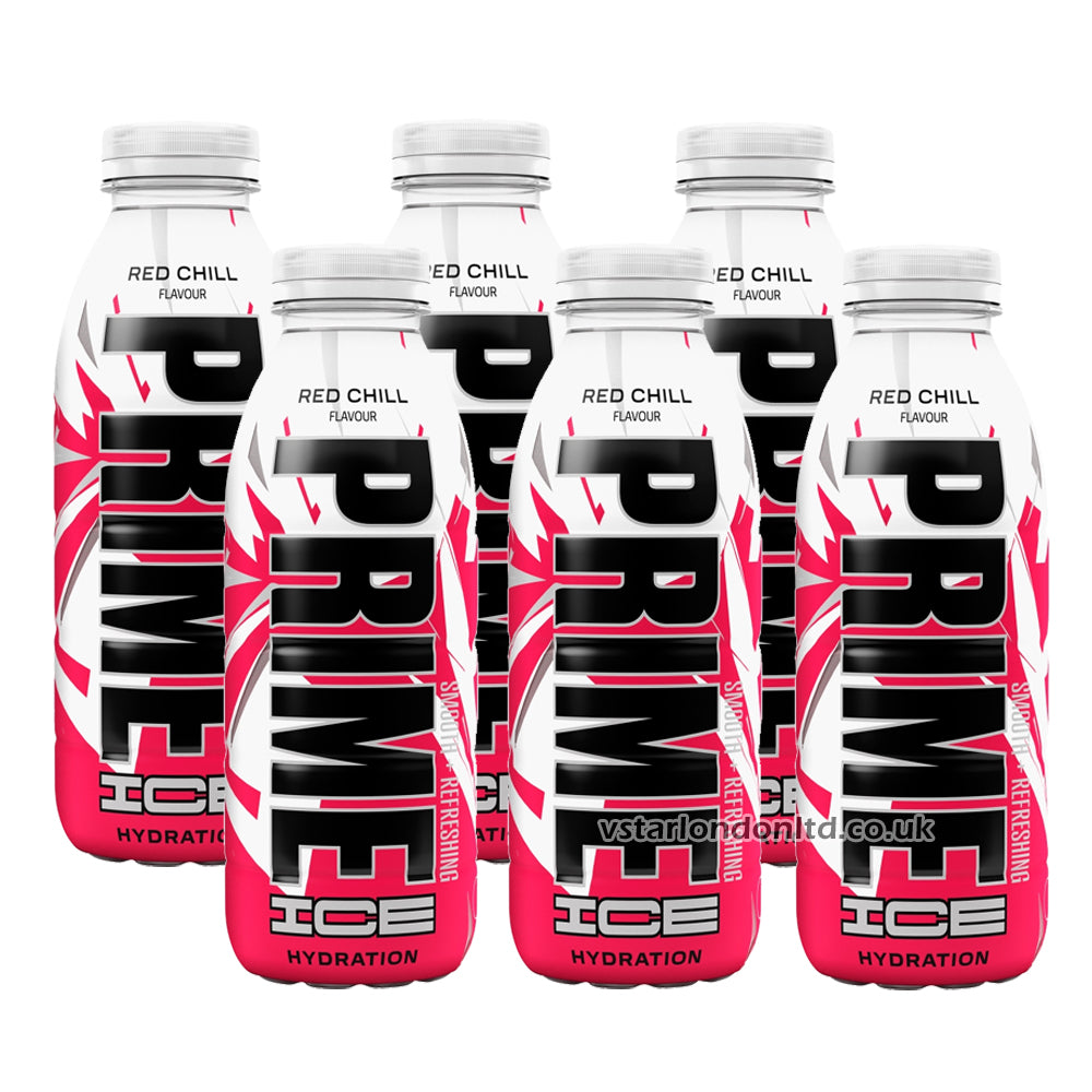 Prime Orange, Blue & Red Chill Flavour Ice Hydration 500ml (6 & 12 Bottles)