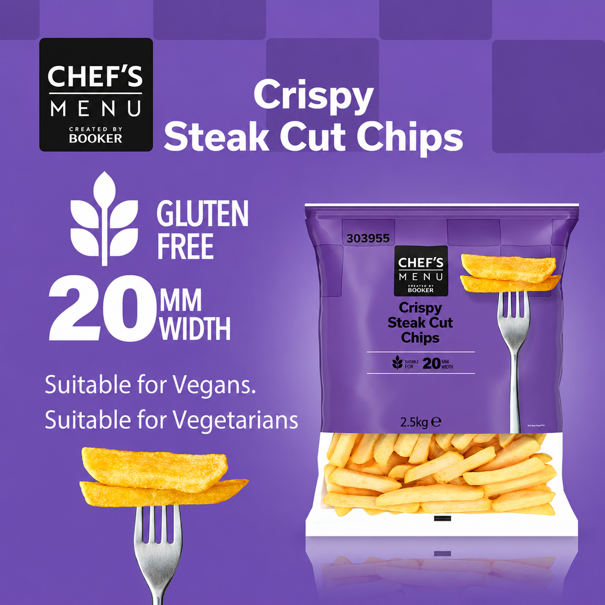 Chef's Menu Crispy Steak Cut Chips 2.5kg (Case of 4)