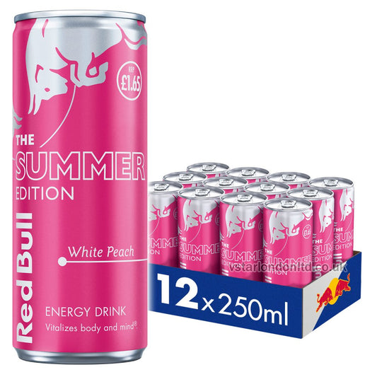 Red Bull Energy Drink Summer 2025 Edition White Peach 250ml (Case of 12)