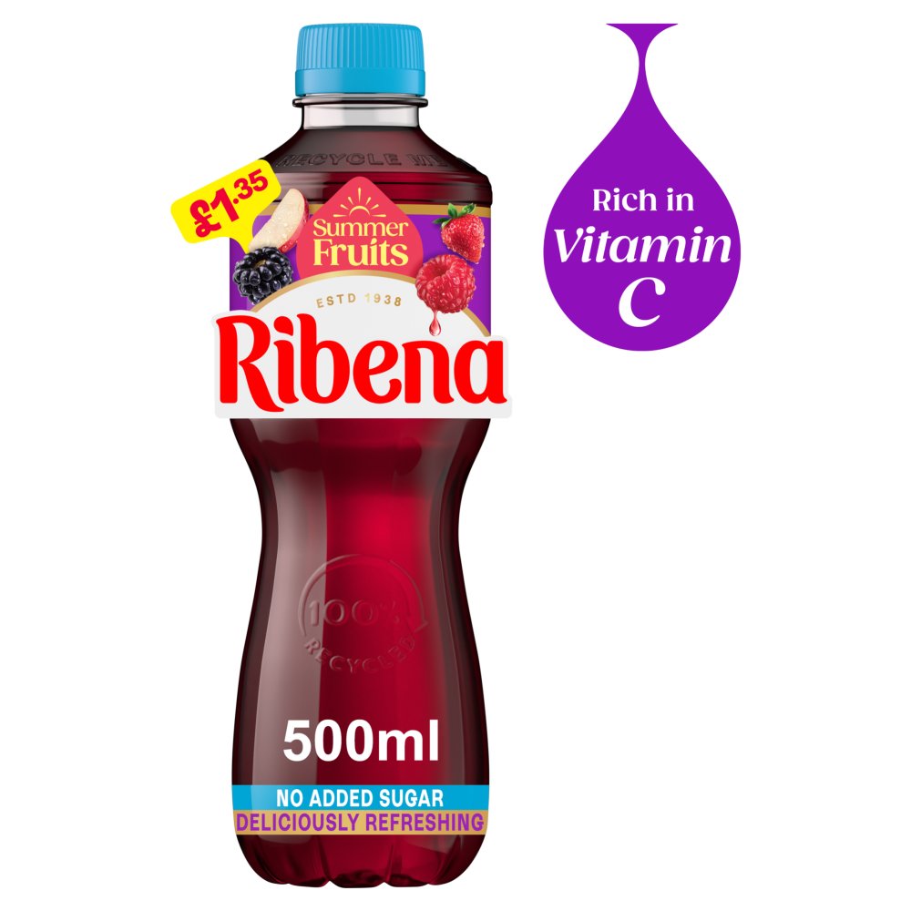 Ribena Summer Fruits No Added Sugar Juice Drink 500ml PMP (Case of 12)