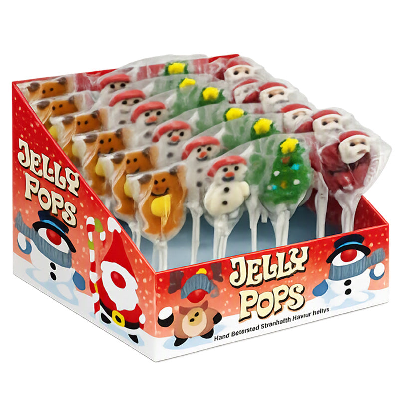 Rose Christmas Jelly Pops 23g Festive Christmas Sweets (Box of 24 Lollipops)