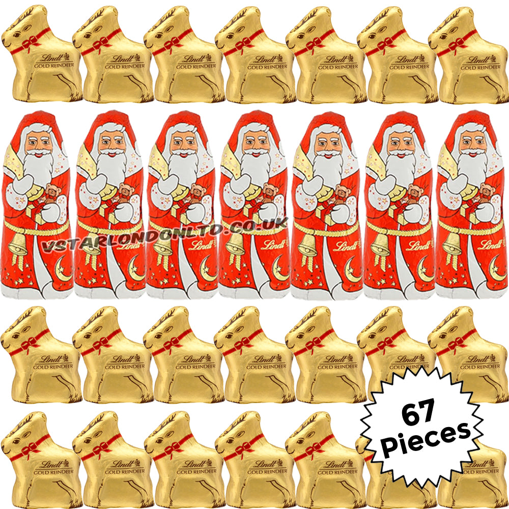 Lindt Santa & Reindeer Mixed Mini Milk Chocolate 10g (30 & 67 Pieces)