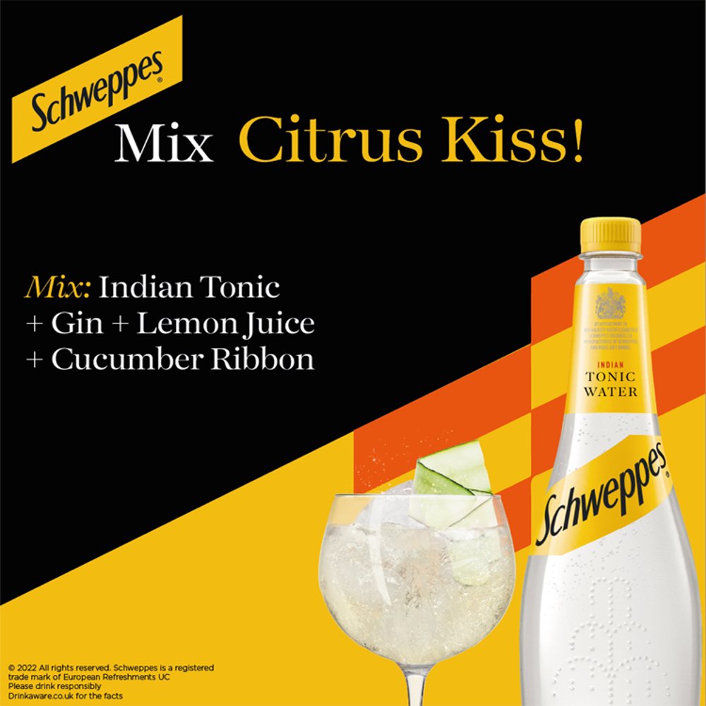 Schweppes Indian Tonic Water 1L Bottle (Case of 6)
