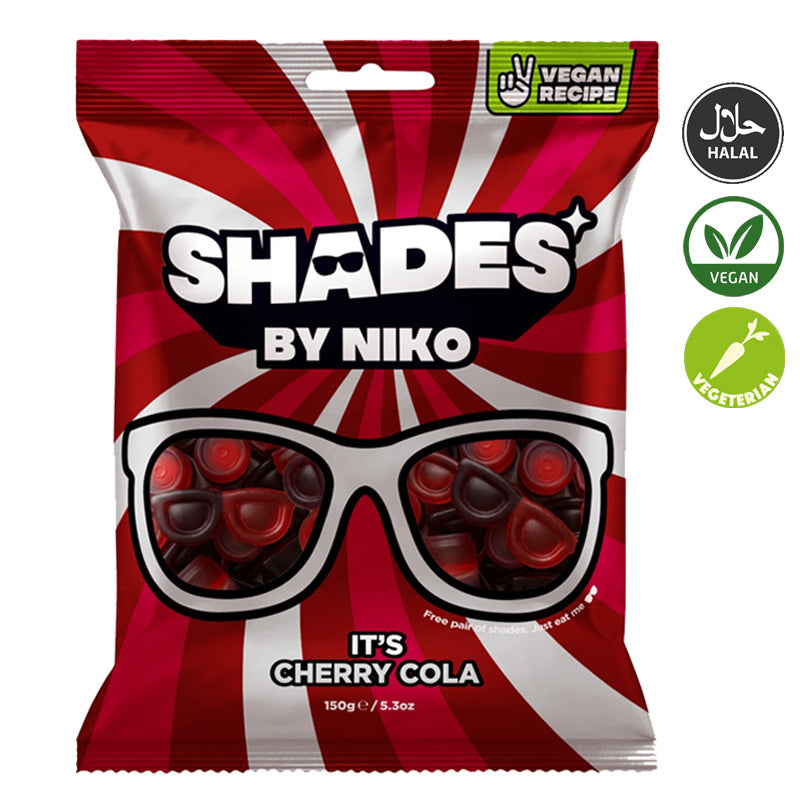 Shades by Niko Cherry Cola Sweets 150g x 20 Bags Vegan Halal-Friendly