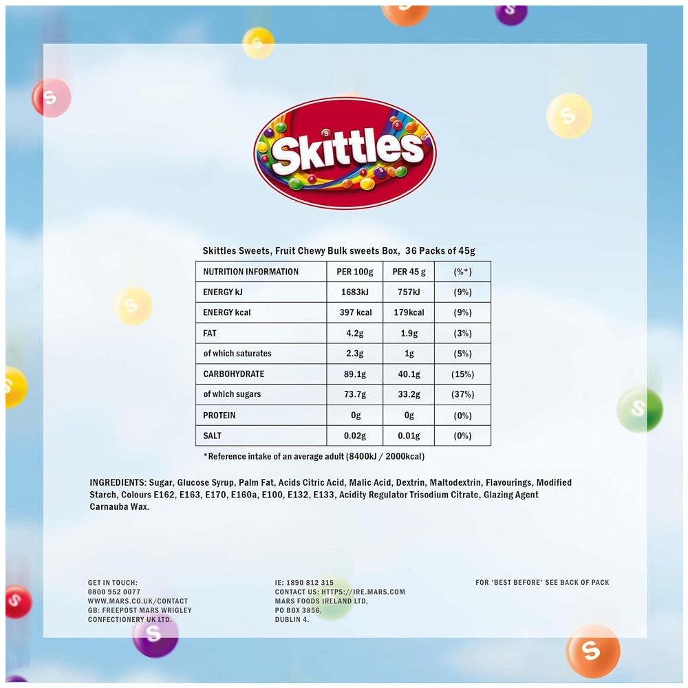 Skittles Vegan Chewy Sweets Fruit Flavoured Bag 45g