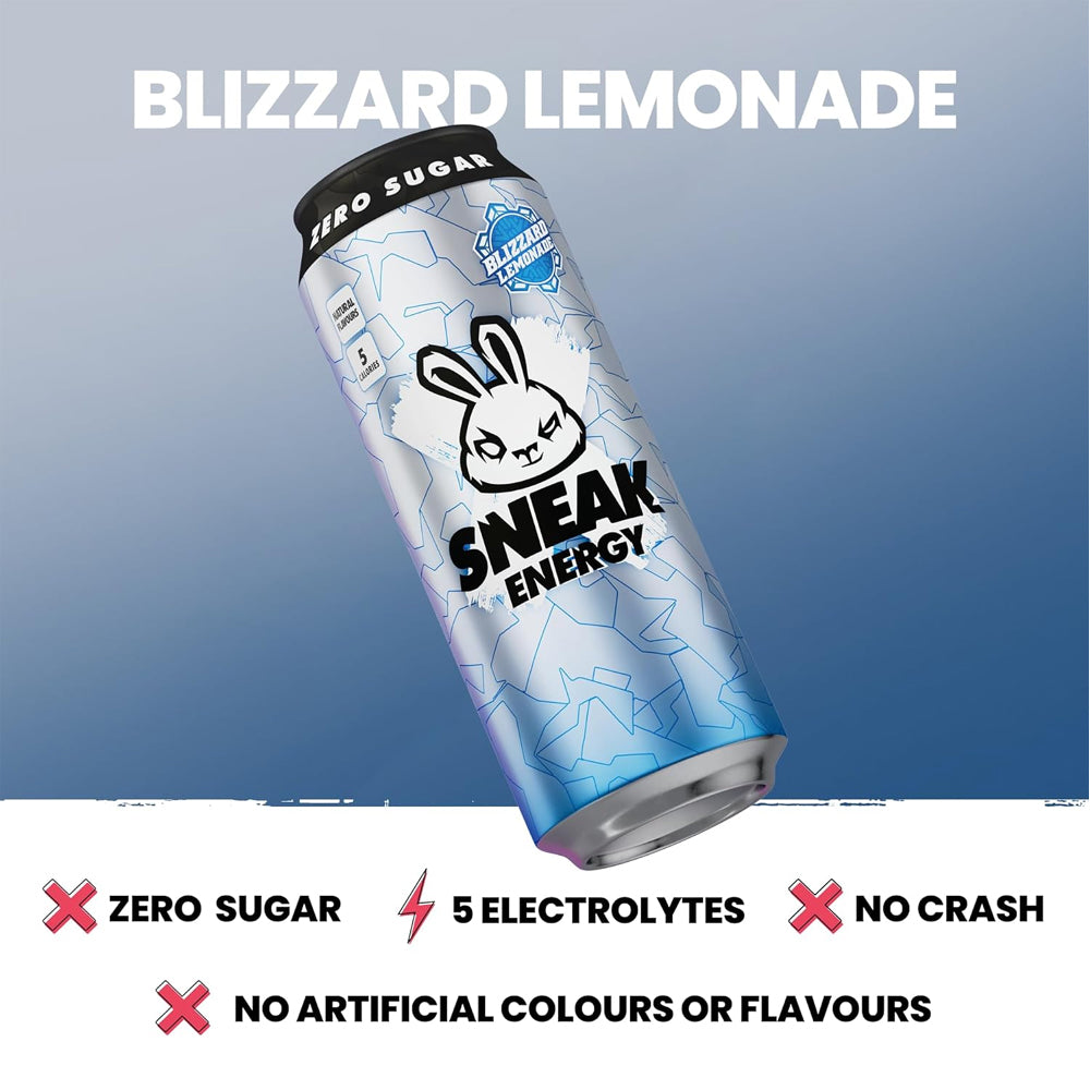 Sneak Energy Blizzard Lemonade Cans 500ml (Pack of 12)