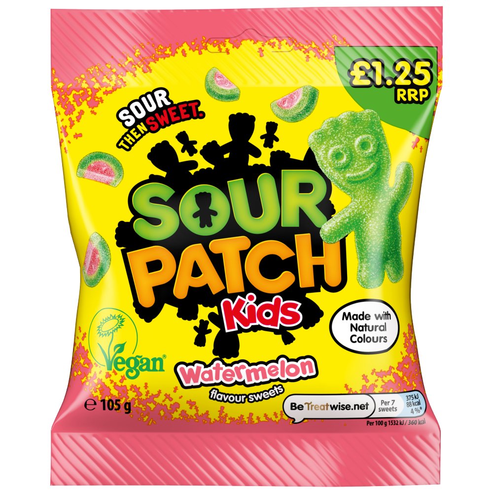 Sour Patch Kids Watermelon Candy 105g Bags (Box of 10)
