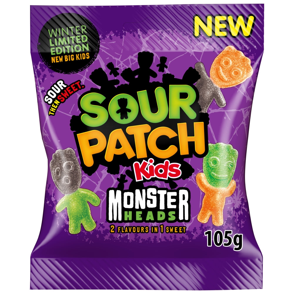 Sour Patch Kids Monster Heads Candy Bag 105g (Case of 10)