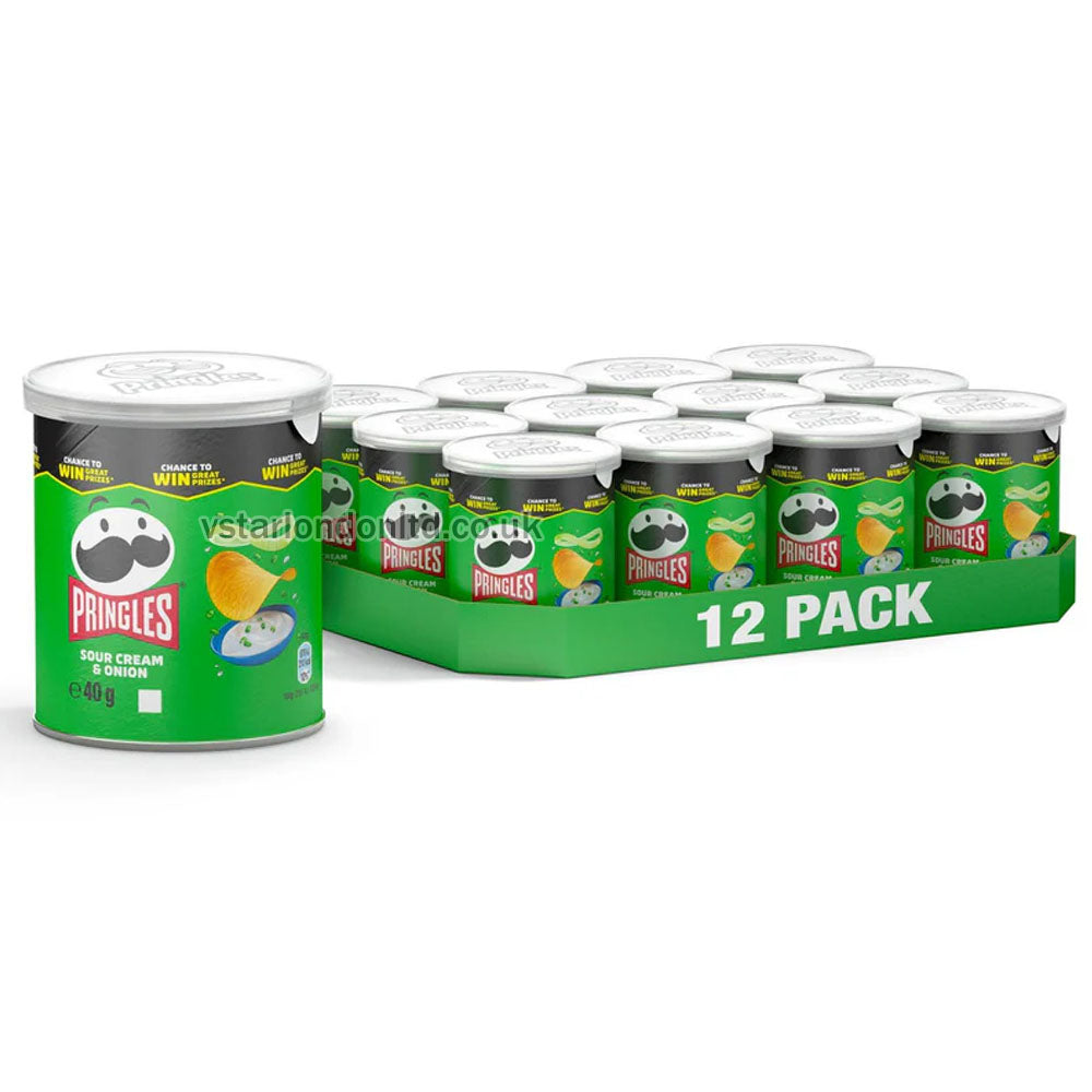 Pringles Variety Pack – 12 x 40g | Salt & Vinegar, Original, BBQ, Sour Cream & Onion