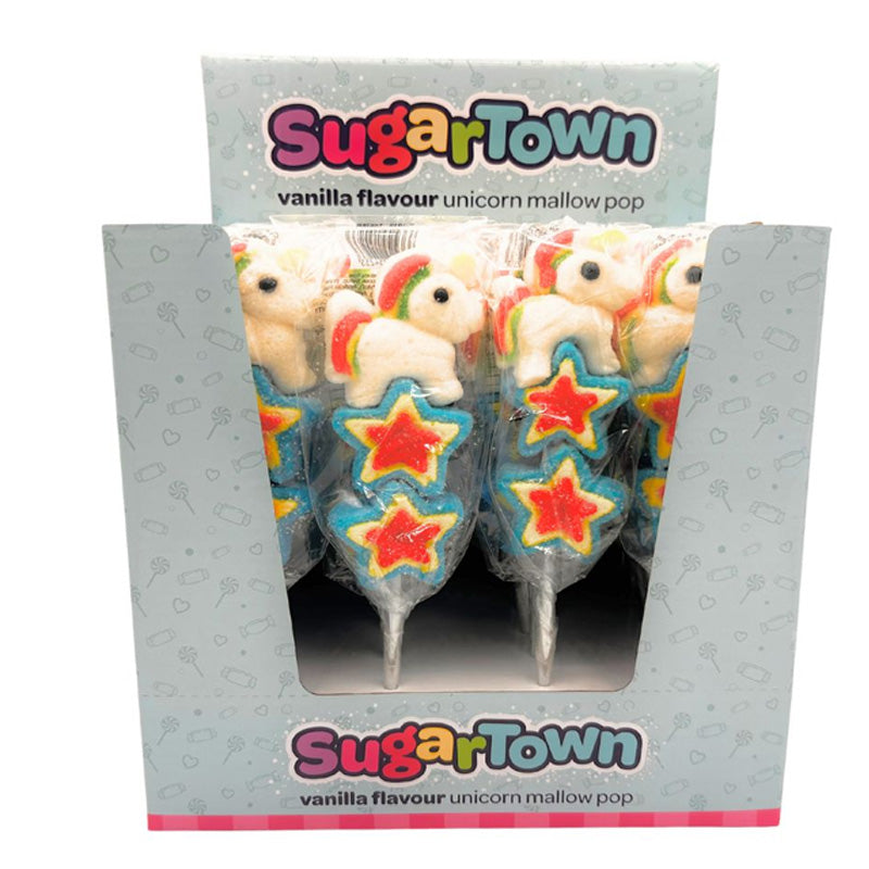 Sugartown Unicorn and Stars Mallow Kebab 85g x 24 Vanilla Flavoured Lollipops