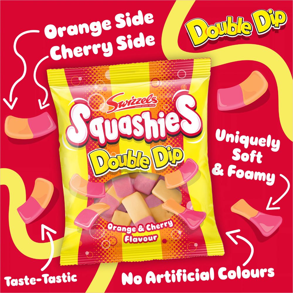 Swizzels Squashies Double Dip Sweets 120g (Box of 12)