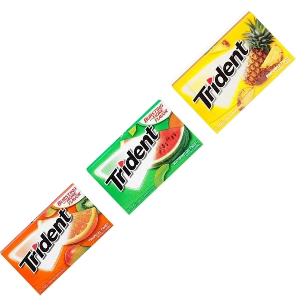 Trident Sugar-Free Gum – Assorted Twist Flavours (14ct, Box of 12)