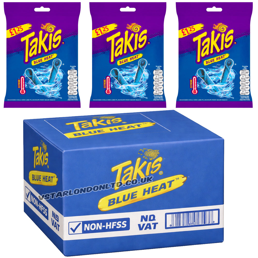 Takis Blue Heat Chilli & Lime Flavour Corn Snacks 55g PMP (Box of 21)