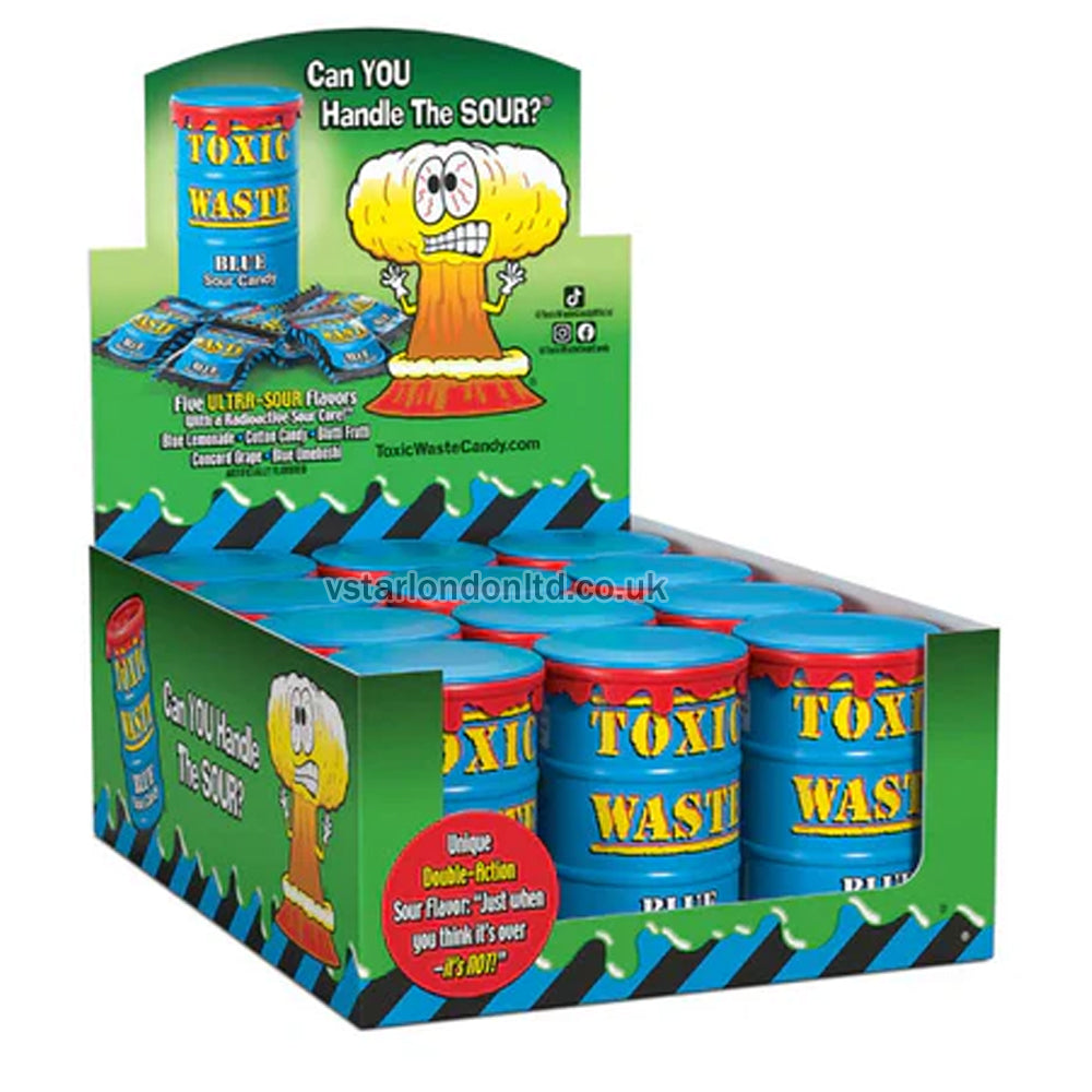 Toxic Waste Blue Sour Candy Drum 42g(Pack of 12)