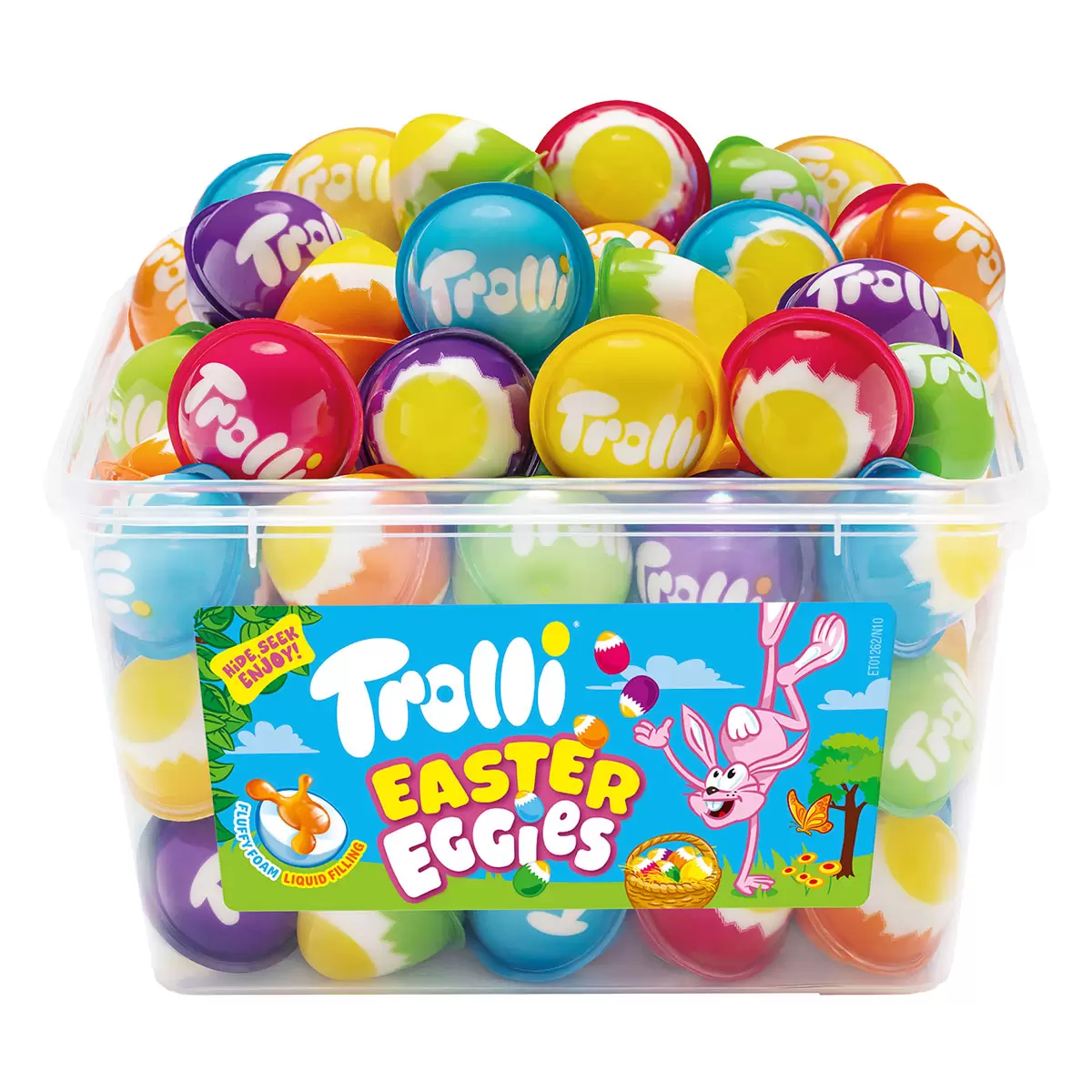 Trolli Easter Eggies – Fruity Jelly Sweets with Liquid Filling | 60pcs Tub (1128g)