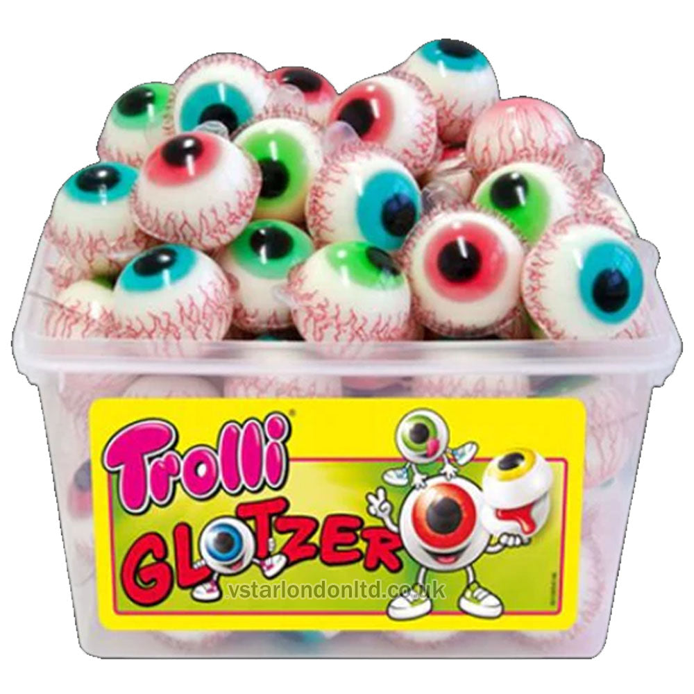 Trolli Glotzer Pop Eye Candy – Bulk Tub (60 x 20g) – Fun Gummy Eyeballs