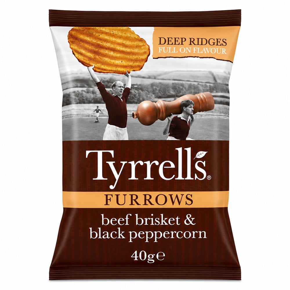 Tyrrells Furrows Beef Brisket & Black Peppercorn Crisps 40g (Case of 24)