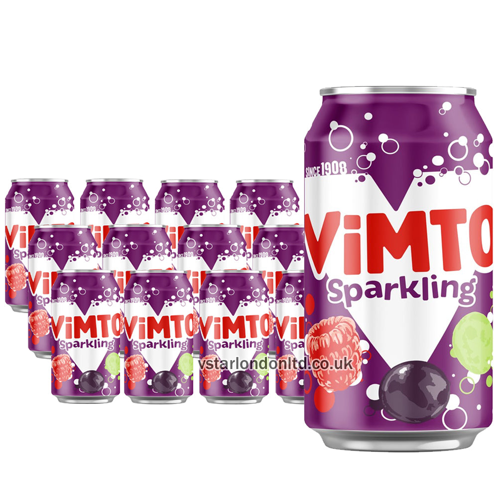 Vimto Sparkling 330ml – Fruity Fizzy Drink (12 or 24 Cans)