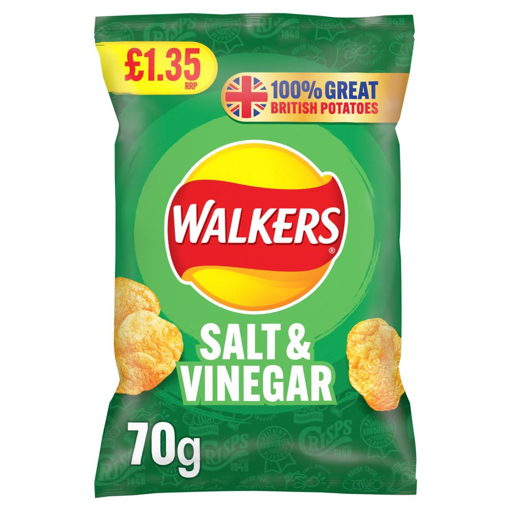 Walkers Salt & Vinegar Sharing Crisps 70g PMP