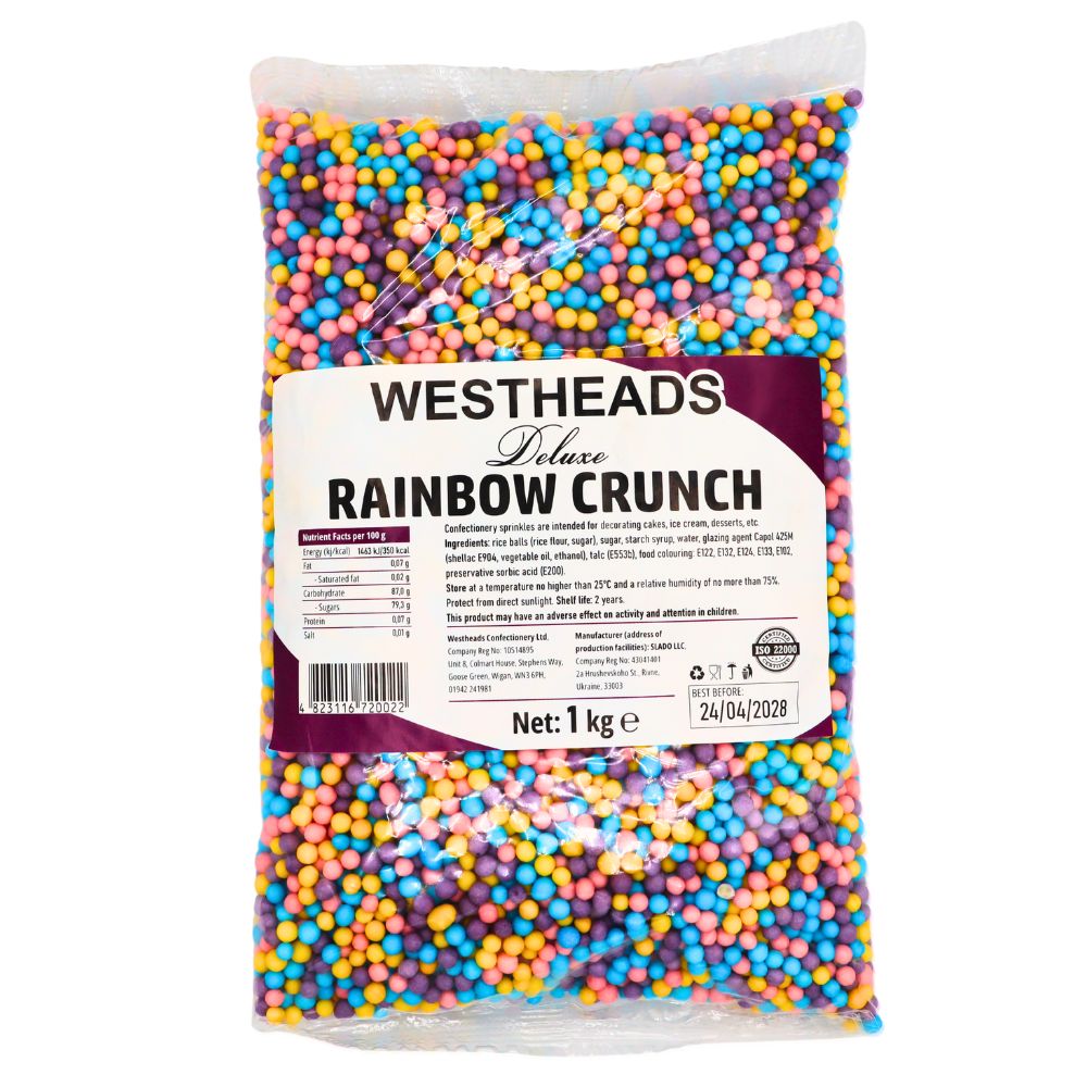 Westheads Deluxe Rainbow Crunch 1kg | Colourful Cake & Dessert Sprinkles