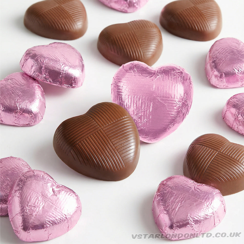 Whitakers Pink Foiled Milk Chocolate Hearts (1kg – 3kg)