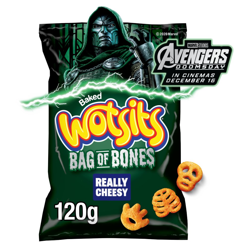 Wotsits Bag of Bones Cheese Corn Puffs Sharing Snacks 120g (Case of 9)