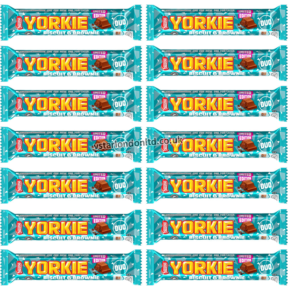 Yorkie Duo Biscuit & Brownie Flavour Milk Chocolate Bar 66g (Box of 24)