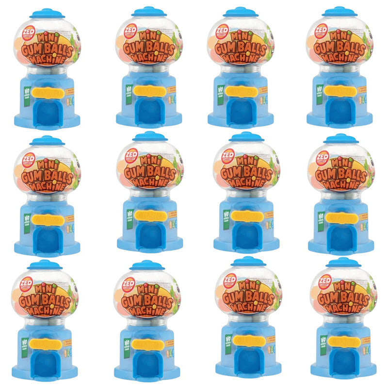 Zed Candy Mini Gumball Machine Assorted Fruit Flavour Novelty Candy Toys (12 Count)