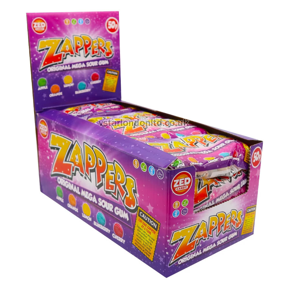 Zed Candy Zappers Mega Sour Gum 50g PMP (24 Bags) – Original Flavour
