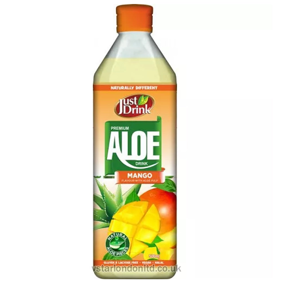 Premium Aloe Drink Mango, Summer-Berries and Tropical Just Drink Flavors 500ml(Pack of 6 and 12)
