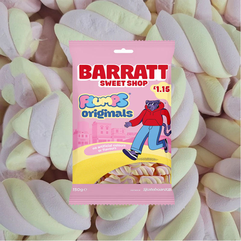 Barratt Sweet Shop Flumps Originals 130g Soft Marshmallow Twist Sweets PMP (Box of 12 Packs)