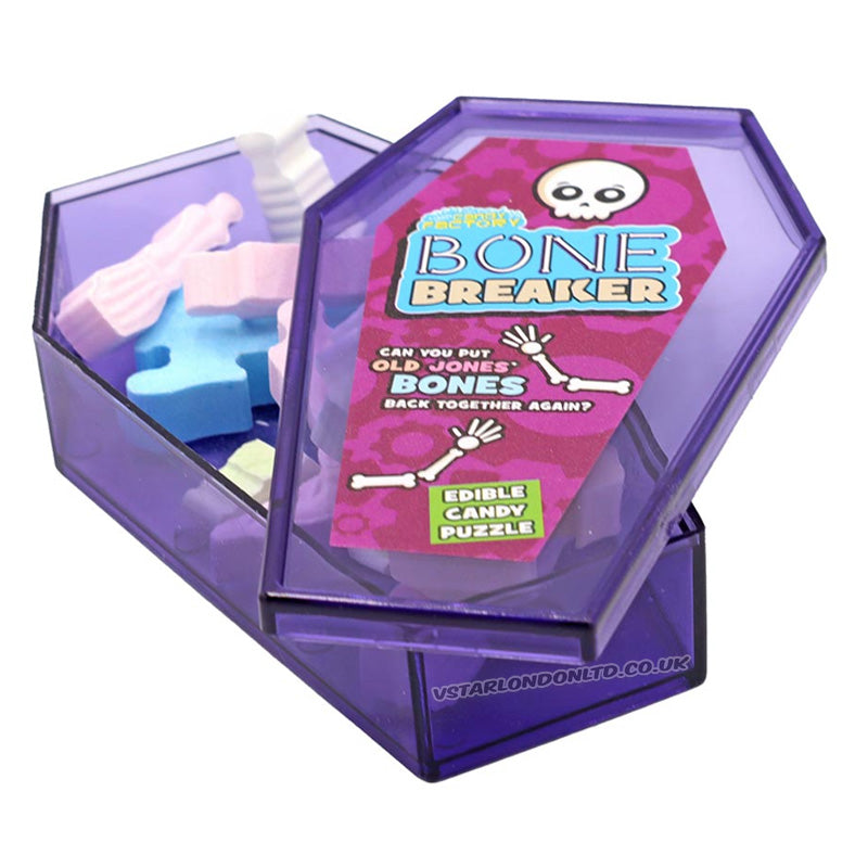 Crazy Candy Factory Bone Breaker 25g – Halloween Fruit Flavour Puzzle Sweets (Box of 18)