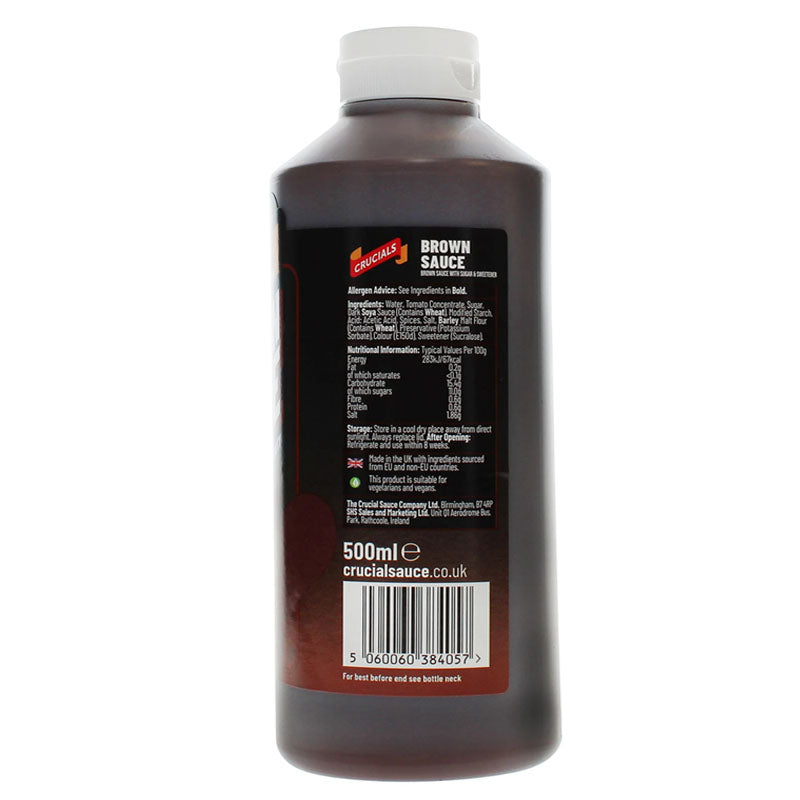 Crucials Brown Sauce 500ml Tangy Table Sauce for Meals and Snacks (Box of 2 Bottles)