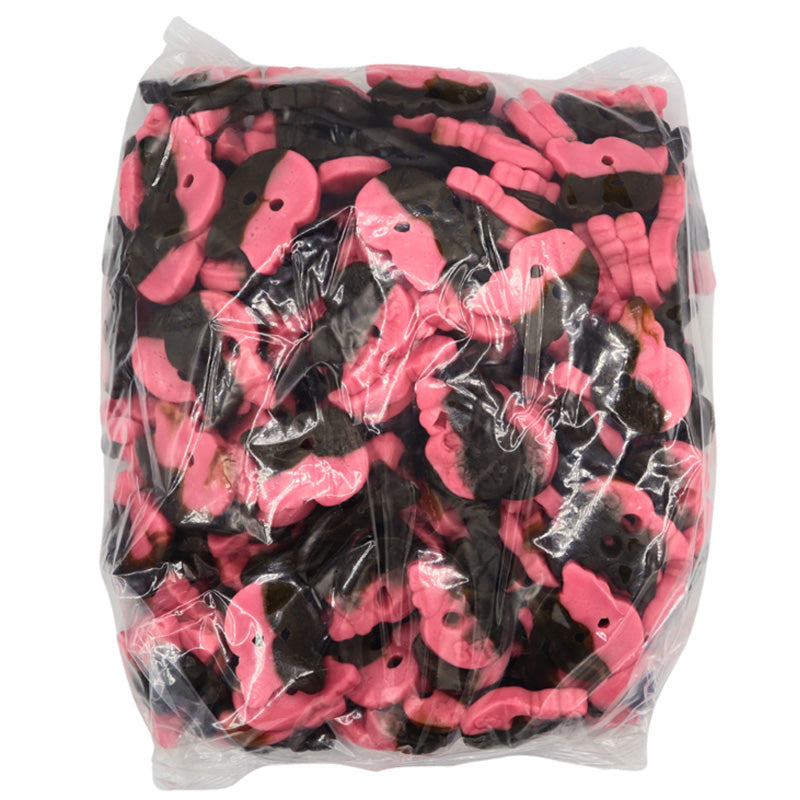 BUBS Raspberry Liquorice Skulls 1kg - 5kg Gelatine Free Chewy Sweets