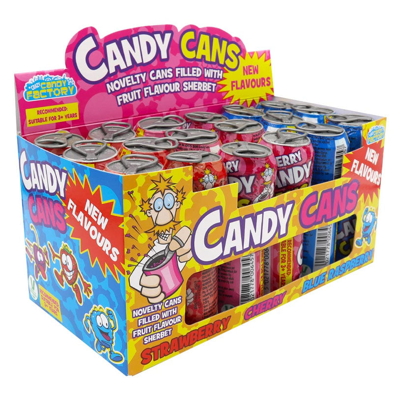 Crazy Candy Factory Candy Cans 13g Sherbet Tins Novelty Sweets (Box of 18 & 36 Tins)