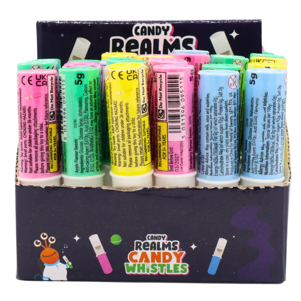 Candy Realms Candy Whistles 5g – 60 Fun Whistle Lollies in a Box