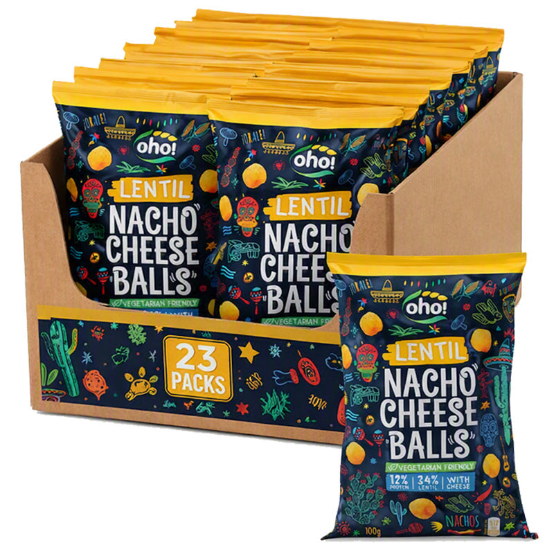 Oho! Lentil Chips Cheese Balls 100g – 10, 15 & 23 Pack Options