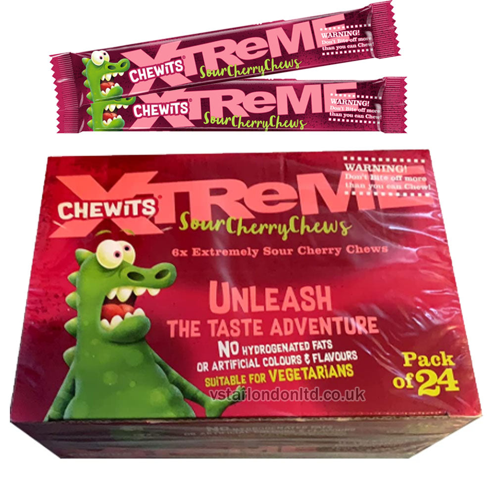 Chewits Xtreme Sour Chews – 34g Packs (Box of 24)