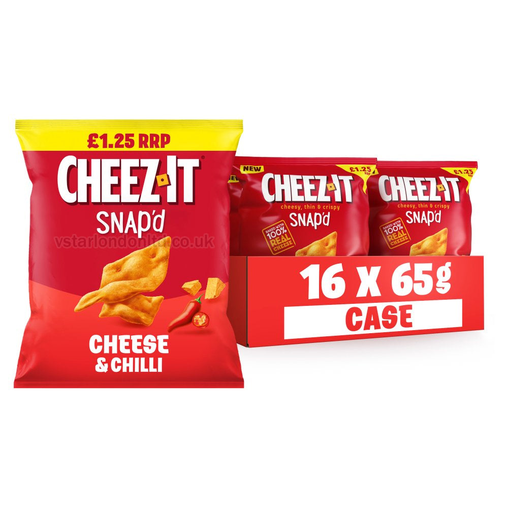 Cheez-It Cheese & Chilli Thin & Crispy Baked Snacks 65g(8, 16 Packs) PMP