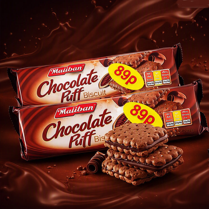 Maliban Choco Puff Chocolate Cream Biscuits 200g PMP Packs (Box of 15 Packs)