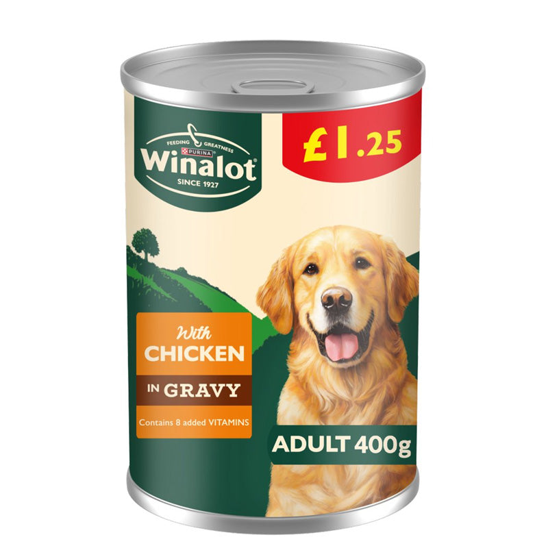 WINALOT Classics Mixed in Gravy Chicken Wet Dog Food 400g PMP (Box of 12 Cans)