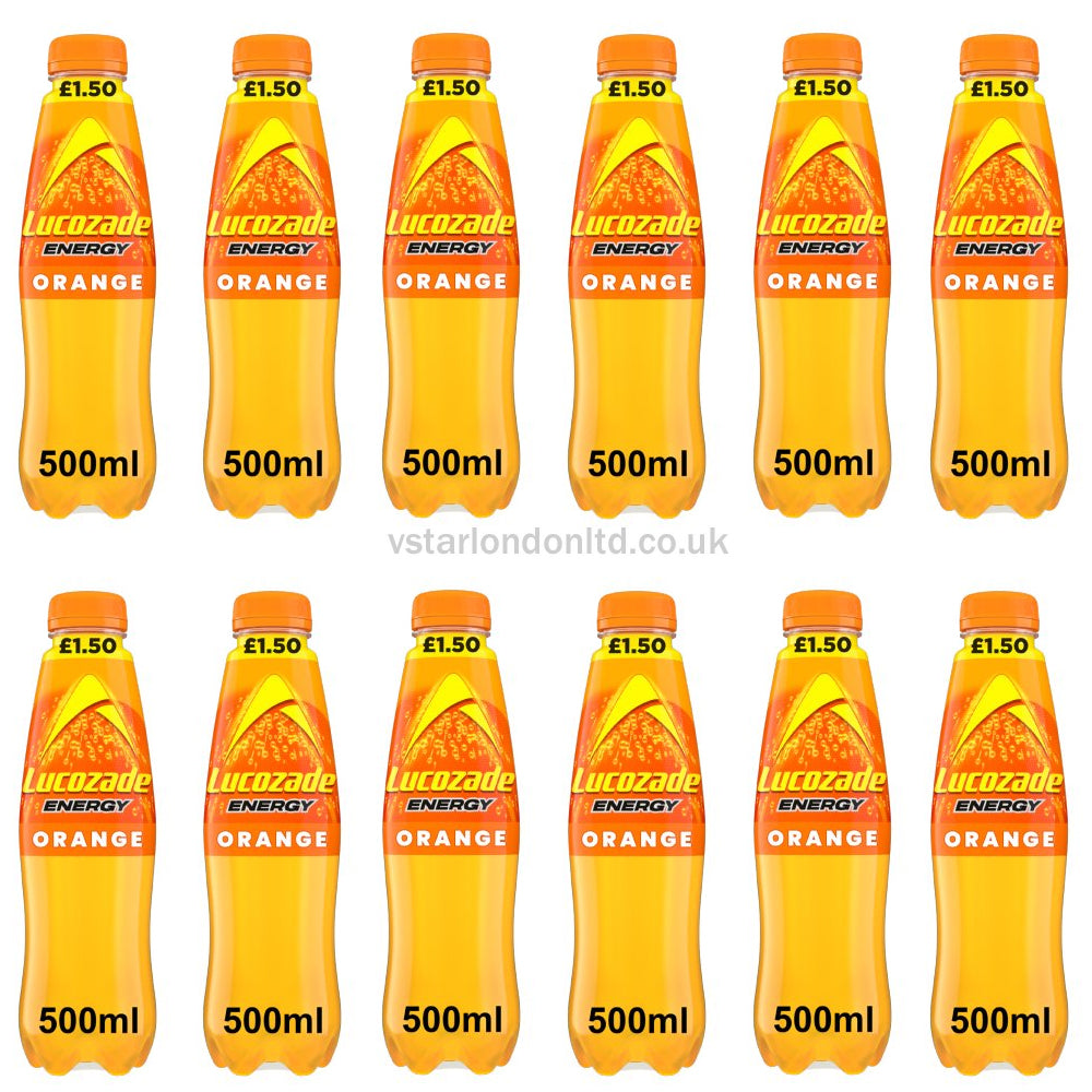 Lucozade Energy Drink Orange 500ml(12, 24 Bottles) PMP