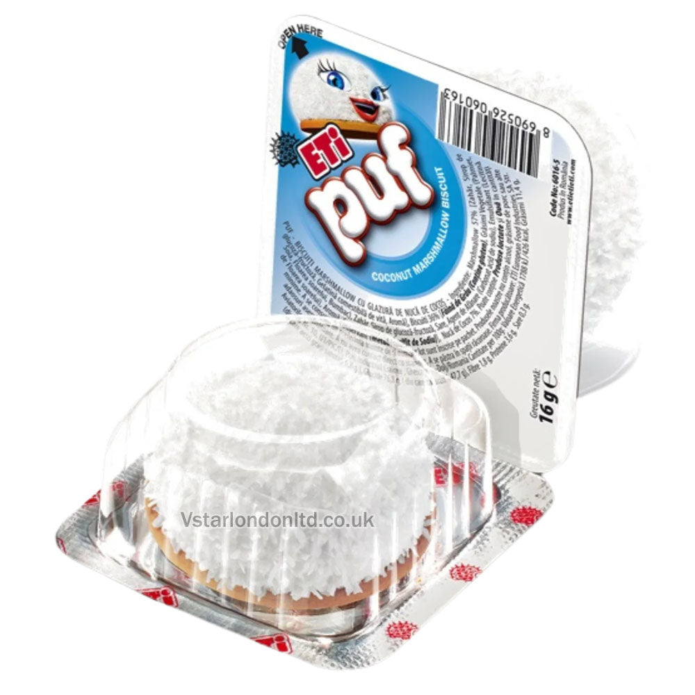 Eti Puf Coconut Marshmallow Treats – 48 x 16g Packs