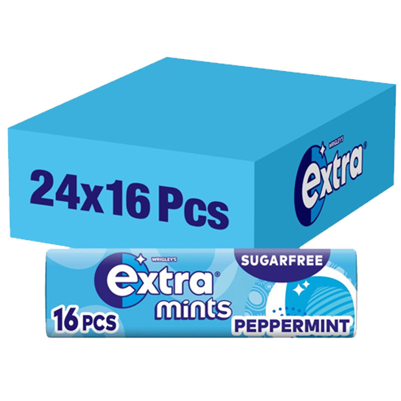 Extra Peppermint Sugarfree Mints 16 Pieces 28g Pack (Box of 24 Packs)